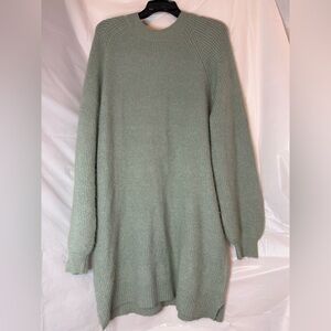 H&M Sage Green Crewneck Knit Sweater Dress